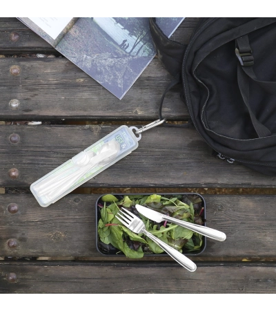 16 pc stainless steel travel cutlery set with polypropylene case