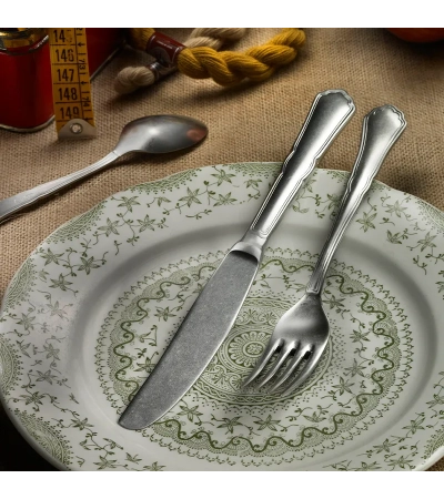 Posate da tavola Settecento in acciaio stone washed (16 o 24 pezzi) » Vendita Online » Pinti Inox