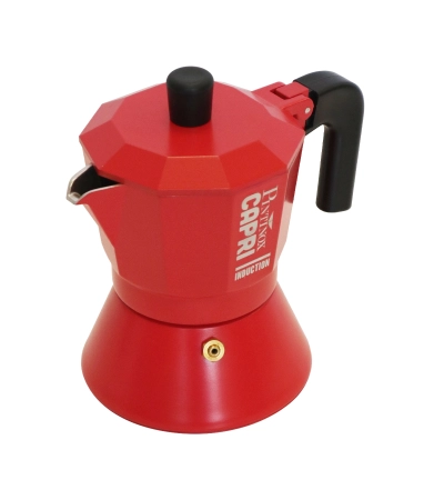 Red Capri Stovetop Espresso Maker made of food-grade aluminum for induction» Online Shop » Pinti Inox