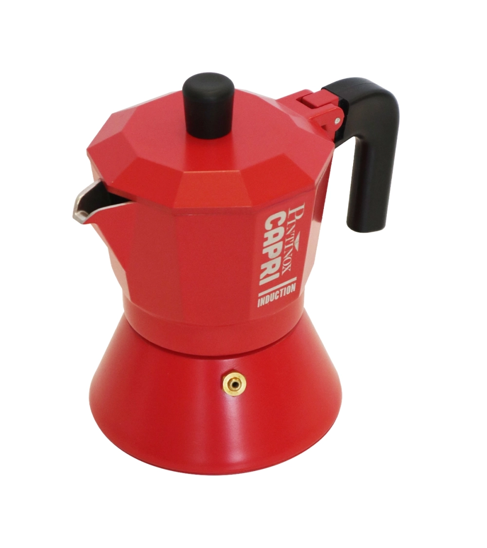 Caffettiera Moka Capri per induzione rossa in alluminio per alimenti » Vendita Online » Pinti Inox